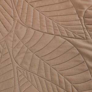 Svijetlo smeđi prekrivač za krevet s uzorkom LEAVES Dimenzije: 220 x 240 cm