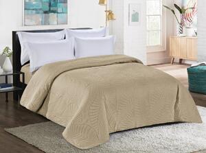 Bež prekrivač za krevet s uzorkom LEAVES Dimenzije: 220 x 240 cm