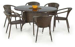 Vrtni stol Houston 23974x90cm, Tamno smeđa, Crna, PVC pletivo