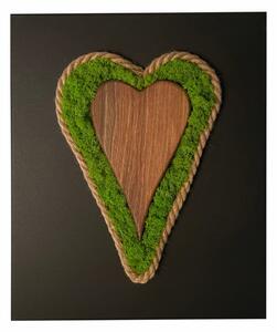 Slika od mahovine s drvenim srcem i užetom 40 x 30 cm