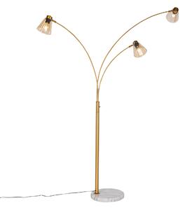 Lučna svjetiljka bronca s mramorom i jantarnim staklom 3 svjetla - Nina