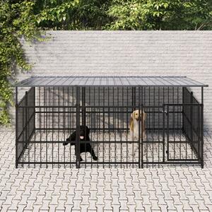 VidaXL Vanjski kavez za pse s krovom čelični 3,75 m²