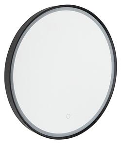 Kupaonsko ogledalo crno 50 cm uklj. LED 3-stupanjsko prigušivanje s okruglim dodirom - Miral