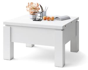 Mazzoni OSLO bijeli mat, stolić za kavu sklopliv s funkcijom podizanja ploče stola