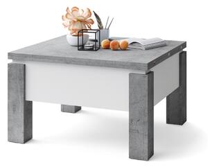 Mazzoni OSLO beton/ bijeli mat, stolić za kavu sklopliv s funkcijom podizanja ploče stola