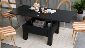Mazzoni OSLO crni mat, stolić za kavu sklopliv s funkcijom podizanja ploče stola