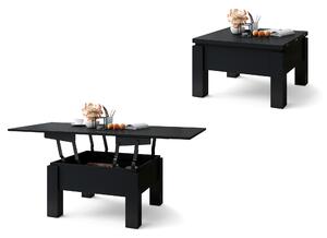 Mazzoni OSLO crni mat, stolić za kavu sklopliv s funkcijom podizanja ploče stola