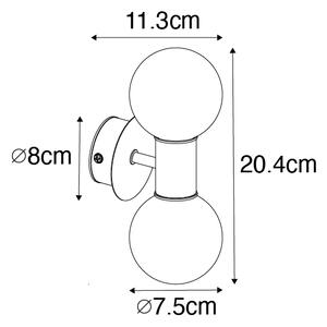 Moderna zidna svjetiljka crna IP44 2-svjetla - Cederic
