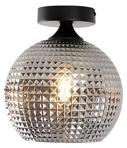 Stropna svjetiljka u stilu Art Deco crna s dimnim staklom - Sphere