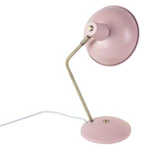 Retro stolna svjetiljka ružičasta s broncom - Milou