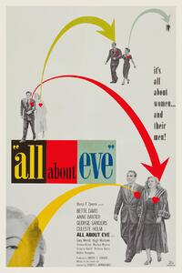 Reprodukcija umjetnosti All about Eve, Ft. Bette Davis & Marilyn Monroe (Vintage Cinema / Retro Movie Theatre Poster / Iconic Film Advert), (26.7 x 40 cm)