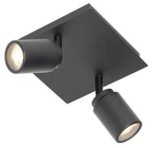 Moderno kupaonsko reflektorsko svjetlo crno kvadratno 2-svjetla IP44 - Ducha