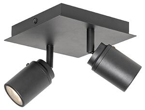 Moderno kupaonsko reflektorsko svjetlo crno kvadratno 2-svjetla IP44 - Ducha