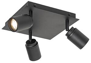 Moderno kupaonsko reflektorsko svjetlo crno kvadratno 3-svjetla IP44 - Ducha