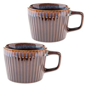 Plave/smeđe šalice u setu 2 kom za cappuccino od kamenine 190 ml Tone – Dakls