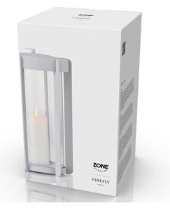 Svijetlo siva LED lanterna s USB (visina 35 cm) Firefly – Zone