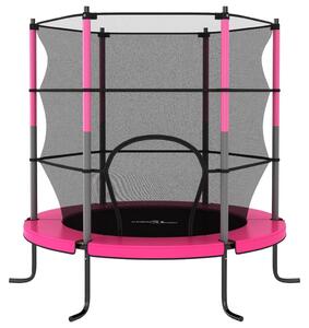VidaXL Trampolin sa sigurnosnom mrežom okrugli 140 x 160 cm ružičasti