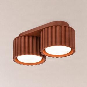 SOLLUX LIGHTING Stropna svjetiljka Aura 2, terakota, dvostruka, duljina 21 cm, GX53, prigušiva, Crvena, Područje hodnika, Aluminij