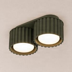 SOLLUX LIGHTING Stropna svjetiljka Aura 2, maslinasto zelena, dvostruka, duljina 21 cm, GX53, prigušiva, Zelena, Područje hodnika, Aluminij