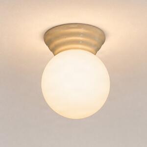 SOLLUX LIGHTING Stropna svjetiljka Zori, bež/opala, Ø 16 cm, keramika/staklo, IP44, prigušiva, Bijela, kupaonica, Staklo