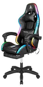 Podesiva masaža u 7 točaka podstavljena led rgb stolica za igranje s osloncem za noge