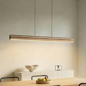Quitani Lisene LED viseća svjetiljka, hrast/crna, CCT 117 cm, prigušiva, prigušiva, Drvo, Dnevni boravak/blagovaonica, Drvo