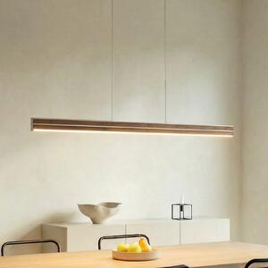 Quitani Lisene LED viseća svjetiljka, orah/srebro, CCT 117 cm, prigušiva, prigušiva, Drvo, Dnevni boravak/blagovaonica, Drvo