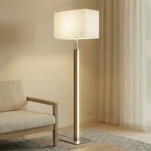 Quitani LED podna lampa Lisene, orah/srebrna/prirodna, 162 cm, podesiva po, prigušiva, Drvo, Dnevni boravak/blagovaonica, Tkanina / tekstil