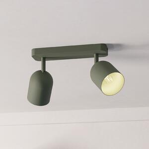 EGLO Stropna svjetiljka Tilston, tamnozelena, duljina 28 cm, čelik s dva kraka, prigušiva, Zelena, Dnevni boravak/blagovaonica, Metal, Strop s više plamena