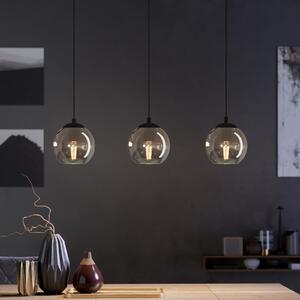 EGLO Ariscani viseća lampa, dimno siva, duljina 77 cm, 3 staklena svjetiljka E27, prigušiva, Crno, Dnevni boravak/blagovaonica, Staklo, Metak