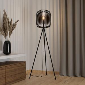 EGLO Podna lampa Romazzina, crna, visina 141 cm, metal, E27, Crno, Dnevni boravak/blagovaonica, Metal, tronožac