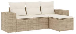 VidaXL 4-dijelni set vrtnih sofa s jastucima bež od poliratana
