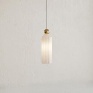 Maytoni Viseća lampa Antic, stakleno sjenilo u bijeloj boji, prigušiva, Zlato / mjed, Dnevni boravak/blagovaonica, Staklo