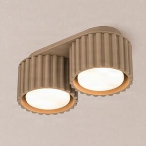 SOLLUX LIGHTING Stropna svjetiljka Aura 2, taupe, s dvije svjetiljke, duljina 21 cm, GX53, prigušiva, Sivo, Područje hodnika, Aluminij