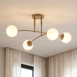 EMIBIG LIGHTING Pregos stropna svjetiljka, bež, Ø 60 cm, 4-svjetiljkasta, metal/staklo, prigušiva, Bež, Dnevni boravak/blagovaonica, Staklo, Metak