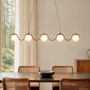 EMIBIG LIGHTING SINUS viseća svjetiljka, bež, duljina 110 cm, 5 svjetiljki, metal/staklo, prigušiva, Bež, Dnevni boravak/blagovaonica, Staklo, Metak