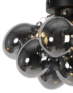 Dizajn stropne svjetiljke crne boje s dimnim staklom 3-svjetla - Uvas