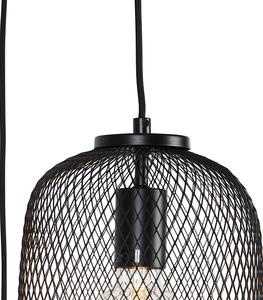 Industrijska viseća svjetiljka crna 45 cm 3 svjetla - Bliss Mesh
