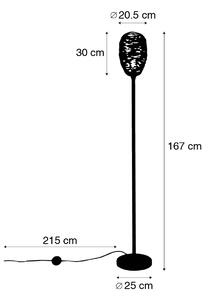 Dizajnerska podna lampa crna s bakrom 30 cm - Sarella