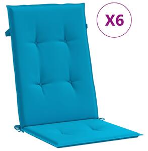 VidaXL Jastuci za vrtne stolice 6 kom plavi 120 x 50 x 3 cm od tkanine