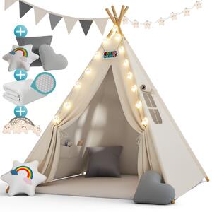 Dječji šator teepee JULIUS, 120x120x160 cm, bijela/siva Spielwerk
