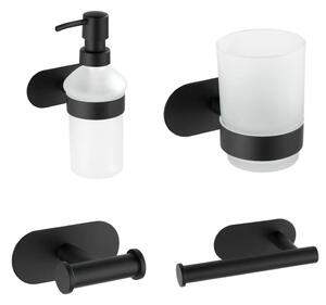 Mat crni samoljepljiv set pribora za kupaonicu od nehrđajućeg čelika Orea – Wenko
