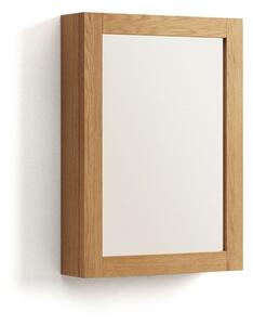 Zidni/s ogledalom kupaonski ormarić od masivne tikovine u prirodnoj boji 50x70 cm Plubia – Kave Home