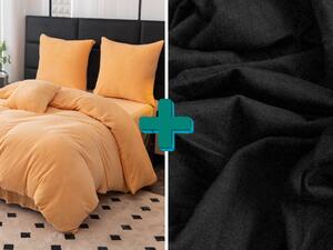 Set mikropliš posteljine FUZZA + JERSEY plahta EXCLUSIVE 90x200 cm crna, za jedan ležaj