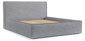 Sivi tapecirani bračni krevet s prostorom za odlaganje s podnicom 200x200 cm Lounge L – Maison de Rêve