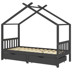 VidaXL Okvir za dječji krevet s ladicama tamnosivi 90x200 cm borovina