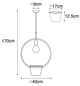 Moderna viseća svjetiljka crna sa okruglim staklom - Roslini