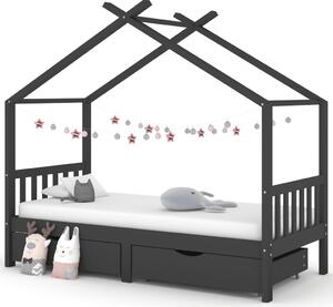 VidaXL Okvir za dječji krevet s ladicama tamnosivi 90x200 cm borovina