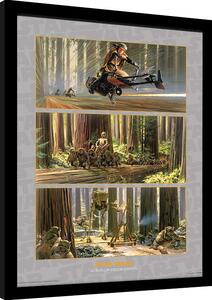 Uokvireni poster Star Wars - Action on Endor's Moon