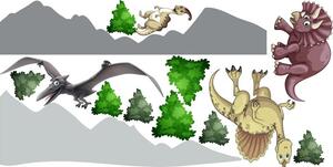 Zidna naljepnica za djecu dinosauri u prirodi 60 x 120 cm